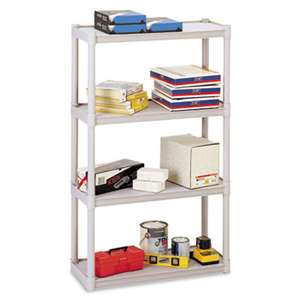 ICEBERG ENTERPRISES Rough N Ready Four-Shelf Open Storage System, Resin, 32w x 13d x 54h, Platinum