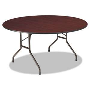 ICEBERG ENTERPRISES Premium Wood Laminate Folding Table, 60 Dia. x 29h, Mahogany Top/Gray Base