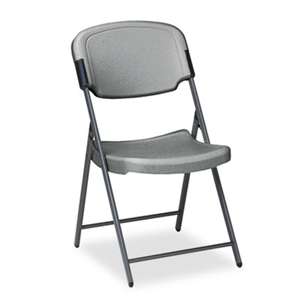 ICEBERG ENTERPRISES Rough N Ready Series Resin Folding Chair, Steel Frame, Charcoal