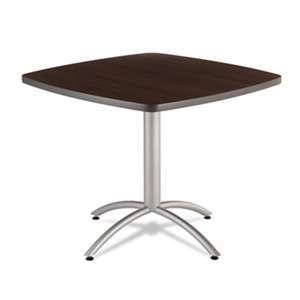 ICEBERG ENTERPRISES Caf‚Works Table, 36w x 36d x 30h, Walnut/Silver