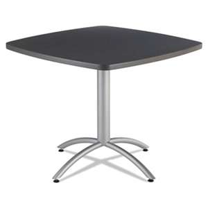 ICEBERG ENTERPRISES Caf‚Works Table, 36w x 36d x 30h, Graphite Granite/Silver