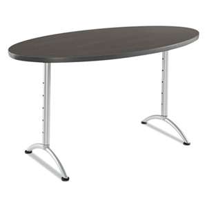 ICEBERG ENTERPRISES ARC Sit-to-Stand Tables, Oval Top, 36w x 72d x 30-42h, Gray Walnut/Silver