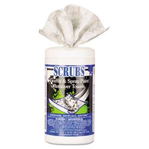 SCRUBS 90130CT Graffiti & Paint Remover Towels, 10 1/2 x 12 1/4, 30/Can, 6 Cans/Carton