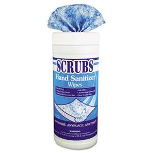 SCRUBS 90956EA Antimicrobial Hand Sanitizer Wipes, Cloth, 6 x 8, 50/Canister