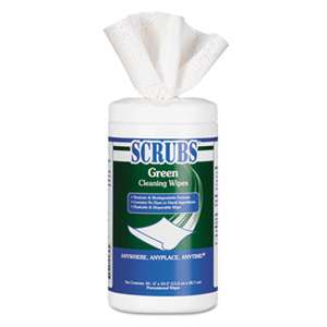 SCRUBS 91856 Green Cleaning Wipes, 6 x 10 1/2, White, Light Citrus Scent, 50/Container