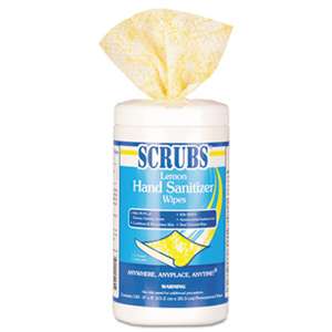 SCRUBS 92991 Antimicrobial Hand Sanitizer Wipes, 6 x 8, 120 Wipes/Canister