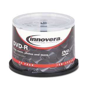INNOVERA DVD-R Discs, Hub Printable, 4.7GB, 16x, Spindle, Matte White, 50/Pack