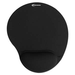 INNOVERA Mouse Pad w/Gel Wrist Pad, Nonskid Base, 10-3/8 x 8-7/8, Black