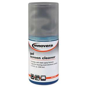 INNOVERA Anti-Static Gel Screen Cleaner, w/Gray Microfiber Cloth, 4oz Spray Bottle