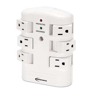 INNOVERA Wall Mount Surge Protector, 6 Outlets, 2160 Joules, White