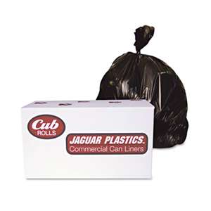 JAGUAR PLASTICS Industrial Drum Liners, Rolls, 2.7mil, 38 x 63, Black, 50 Bags/Roll, 1 Rolls/CT