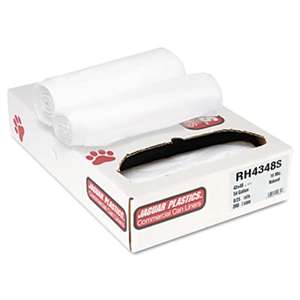 JAGUAR PLASTICS Super Extra-Heavy Bags, 56gal, 16mic, 43 x 48,Natural, 25 Bags/Roll, 8 Rolls/CT