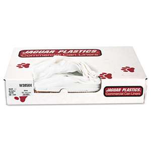 JAGUAR PLASTICS Industrial Strength Commercial Can Liners, 60gal, .9mil, White, 100/Carton