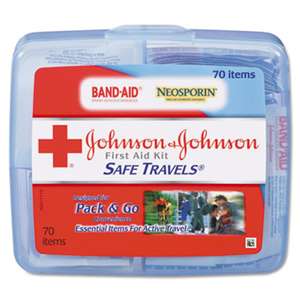 JOHNSON & JOHNSON Portable Travel First Aid Kit, 70-Pieces, Plastic Case