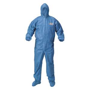 KIMBERLY CLARK A60 Blood and Chemical Splash Protection Coveralls, Large, Blue, 24/Carton