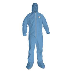 KIMBERLY CLARK A65 Hood & Boot Flame-Resistant Coveralls, Blue, 4X-Large, 21/Carton