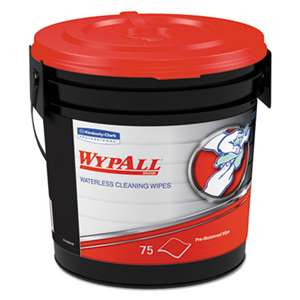 WypAll* 91371EA Waterless Cleaning Wipes, Cloth, 10 1/2 x 12 1/4, 75/Bucket