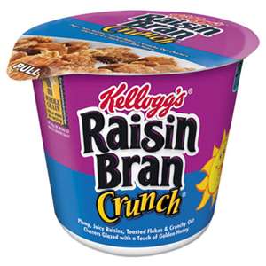 KELLOGG'S Breakfast Cereal, Raisin Bran Crunch, Single-Serve 2.8oz Cup, 6/Box
