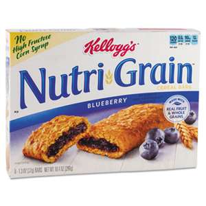 KELLOGG'S Nutri-Grain Cereal Bars, Blueberry, Indv Wrapped 1.3oz Bar, 16/Box
