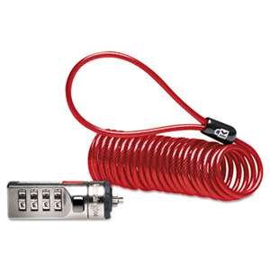 Kensington 64671 Portable Combination Laptop Lock, 6ft Steel Cable, Red