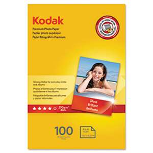 KODAK, EASTMAN, CO. Premium Photo Paper, 8.5 mil, Glossy, 4 x 6, 100 Sheets/Pack