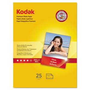 KODAK, EASTMAN, CO. Premium Photo Paper, 8.5 mil, Glossy, 8 1/2 x 11, 25 Sheets/Pack