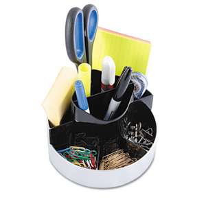 KANTEK INC. Rotating Desk Organizer, Plastic, 6 x 5 3/4 x 4 1/2, Black/Silver