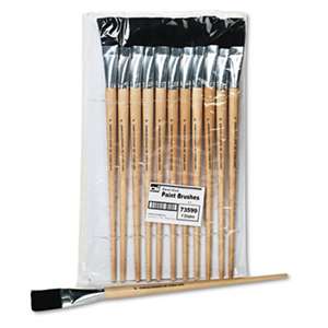 CHARLES LEONARD, INC Long Handle Easel Brush, Size 22, Natural Bristle, Flat, 12/Pack