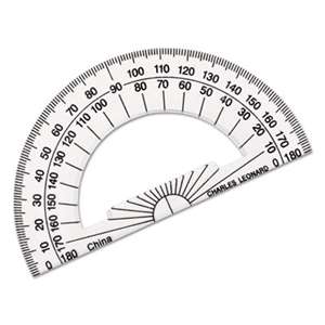 CHARLES LEONARD, INC Open Center Protractor, Plastic, 4" Base, Clear