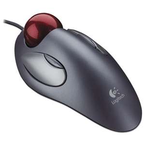 LOGITECH, INC. Trackman Marble Mouse, Four-Button, Programmable, Dark Gray