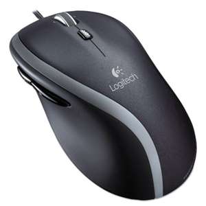 LOGITECH, INC. M500 Corded Mouse, Three-Button/Scroll, Black/Silver