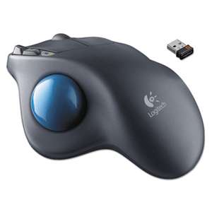 LOGITECH, INC. M570 Wireless Trackball, Four Buttons, Scroll, Black/Blue