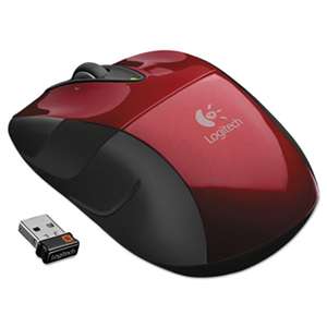 LOGITECH, INC. M525 Wireless Mouse, Compact, Right/Left, Red