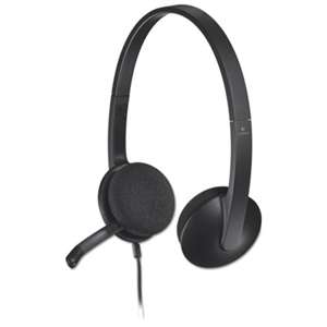 LOGITECH, INC. H340 Corded Headset, USB, Black