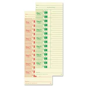 LATHEM TIME CORPORATION Universal Time Card, Side Print, 3 1/2 x 9, Bi-Weekly/Weekly, 2-Sided 100/Pack