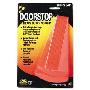 MASTER CASTER COMPANY Giant Foot Doorstop, No-Slip Rubber Wedge, 3-1/2w x 6-3/4d x 2h, Safety Orange