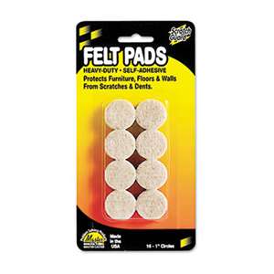 MASTER CASTER COMPANY Scratch Guard Felt Pads, 1" dia, Circular, Beige, 16/Pack