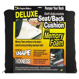 MASTER CASTER COMPANY Deluxe Seat/Back Cushion w/Memory Foam, 17w x 2 3/4d x 17 1/2h, Black