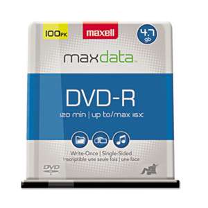 MAXELL CORP. OF AMERICA DVD-R Discs, 4.7GB, 16x, Spindle, Gold, 100/Pack