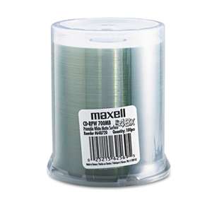 MAXELL CORP. OF AMERICA CD-R Discs, 700MB/80 min, 48x, Spindle, Printable Matte White, 100/Pack