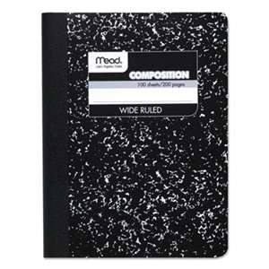 MEAD PRODUCTS Composition Book, Wide Rule, 9 3/4 x 7 1/2, White, 100 Sheets