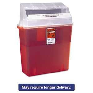 MEDLINE INDUSTRIES, INC. Sharps Container for Patient Room, Plastic, 3gal, Rectangular, Red