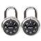 MASTER LOCK COMPANY Combination Lock, Stainless Steel, 1 7/8" Wide, Black Dial, 2/Pack