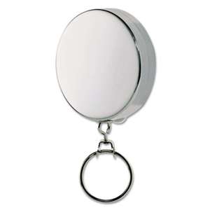 MMF INDUSTRIES Key Reel with 24" Retractable Chain, 2" Dia., Nickel, Silver