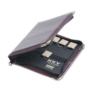 MMF INDUSTRIES Portable Zippered Key Case, 24-Key, Leather-Like Vinyl, Burgundy, 8 3/8 x 7