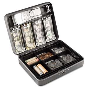MMF INDUSTRIES Cash Box w/Combination Lock, Charcoal