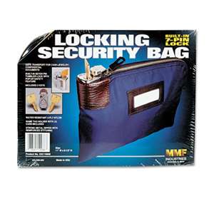 MMF INDUSTRIES Seven-Pin Security/Night Deposit Bag w/2 Keys, Nylon, 8 1/2 x 11, Navy