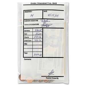MMF INDUSTRIES Cash Transmittal Bags, Self-Sealing, 6 x 9, Clear, 500 Bags/Box