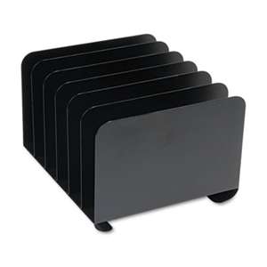 MMF INDUSTRIES Desktop Vertical Organizer, Six Sections, Steel, 12 x 11 x 8 1/8, Black