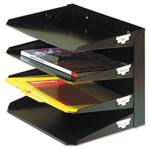 MMF INDUSTRIES Steelmaster Multi-Tier Horizontal Letter Organizers, Four Tier, Steel, Black